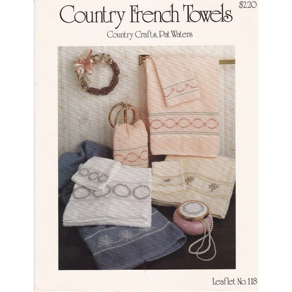 Vintage Cross Stitch Patterns, Country French Towels by Pat Waters, Country - Picture 1 of 2